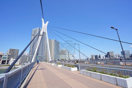 Foto de Puente Chuo Ohashi sobre el río Sumida situado en Chuo-ku, Tokio. - Imagen libre de derechos