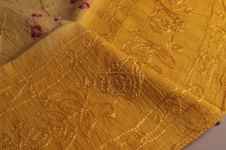 Photo for Texture of fabric with golden threads embroidery - Royalty Free Image