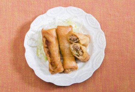Photo for Crispy Beef Spring Rolls, Asian food - Royalty Free Image