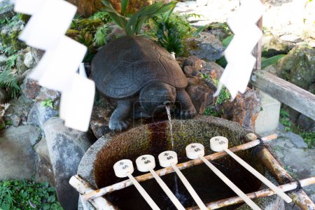 eine Schildkrötenstatue in einem Garten