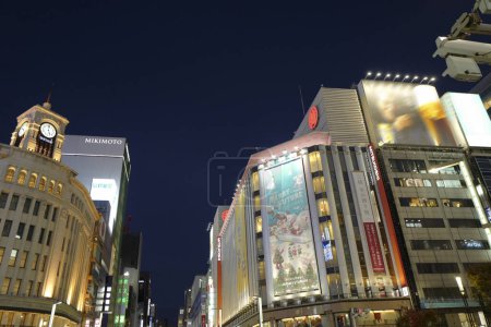 Photo for Night view of Ginza Mitsukoshi Department Store, a department store with a long history and located in Ginza, Tokyo, Japan - Royalty Free Image