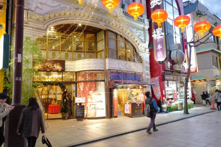 Photo for Yokohama Chinatown district at night. Largest Chinatown in Japan - Royalty Free Image