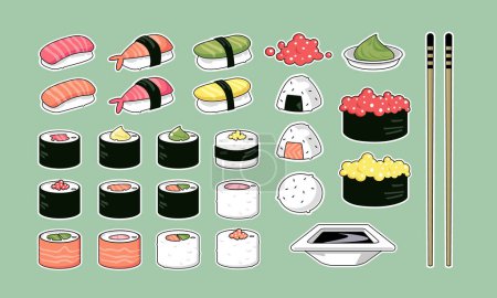 Zestaw wektorowych ikon sushi 
