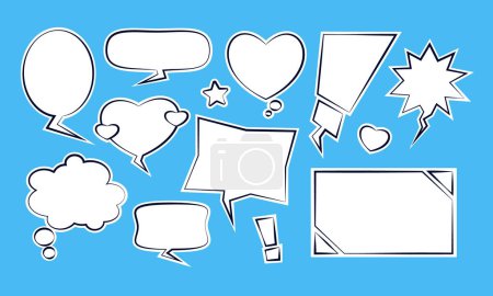 Illustration for Cartoony Comic Stickers Simple Icon Collection - Dialogue: Speech Bubbles Scrapbook Set - Royalty Free Image
