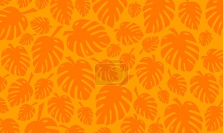 Téléchargez les illustrations : Feuilles tropicales motif vecteur orange - en licence libre de droit