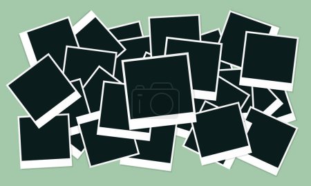Téléchargez les illustrations : Stack of Blank vide Polaroid Photo Frame Spread Table Wall Template Logo Vector Icône - en licence libre de droit