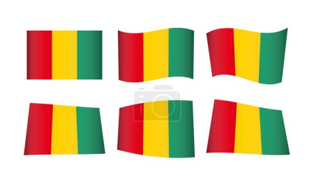 Téléchargez les illustrations : Illustration vectorielle, ensemble de drapeaux de Guinée - en licence libre de droit