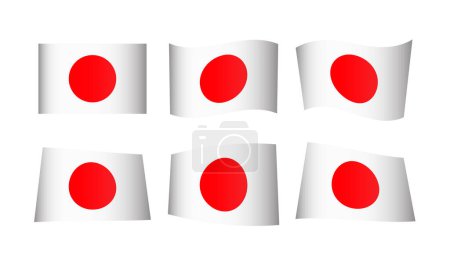 Ilustración de Ilustración vectorial, conjunto de banderas de Japón - Imagen libre de derechos