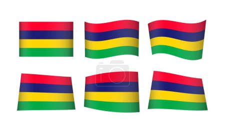 Illustration for Vector illustration, set of flags of Mauritius - Royalty Free Image