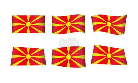 Téléchargez les illustrations : Illustration vectorielle, ensemble de drapeaux de Macédoine du Nord - en licence libre de droit