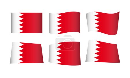 Téléchargez les illustrations : Illustration vectorielle, ensemble de drapeaux de Bahreïn - en licence libre de droit