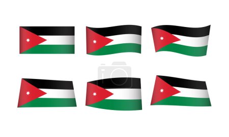 Téléchargez les illustrations : Illustration vectorielle, ensemble de drapeaux de Jordanie - en licence libre de droit