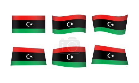 Téléchargez les illustrations : Illustration vectorielle, ensemble de drapeaux de Libye - en licence libre de droit