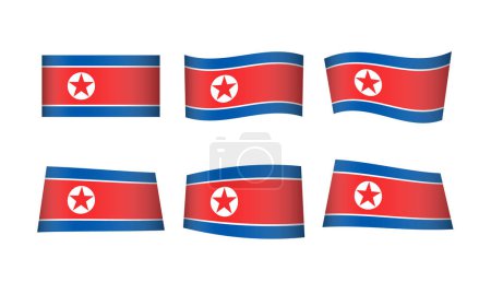 Ilustración de Ilustración vectorial, conjunto de banderas de Corea del Norte - Imagen libre de derechos