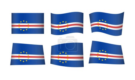 Téléchargez les illustrations : Illustration vectorielle, ensemble de drapeaux du Cap Vert - en licence libre de droit