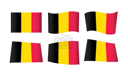 Téléchargez les illustrations : Illustration vectorielle, ensemble de drapeaux de Belgique - en licence libre de droit