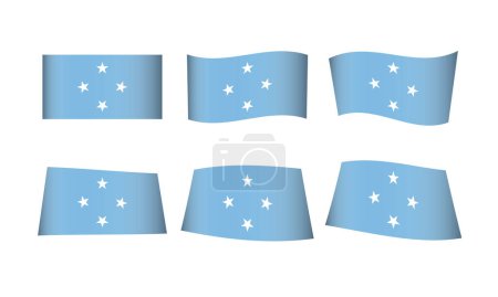 Téléchargez les illustrations : Illustration vectorielle, ensemble de drapeaux de Micronésie - en licence libre de droit