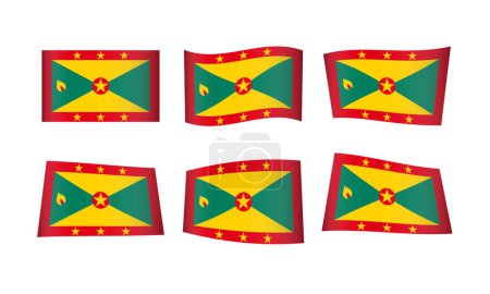 Illustration for Vector illustration, set of flags of Grenada - Royalty Free Image