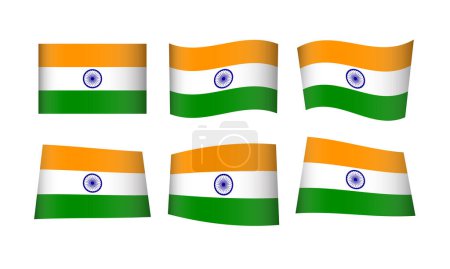 Téléchargez les illustrations : Illustration vectorielle, ensemble de drapeaux de l'Inde - en licence libre de droit