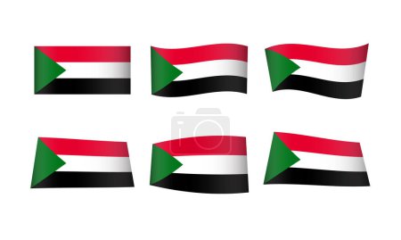 Téléchargez les illustrations : Illustration vectorielle, ensemble de drapeaux du Soudan - en licence libre de droit