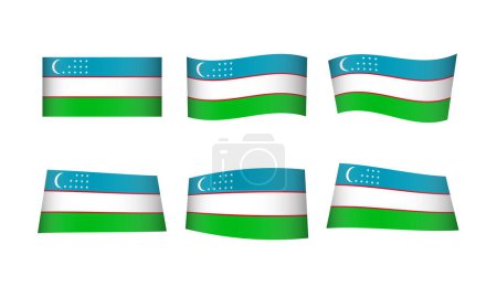 Ilustración de Ilustración vectorial, conjunto de banderas de Uzbekistán - Imagen libre de derechos
