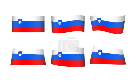 Téléchargez les illustrations : Illustration vectorielle, ensemble de drapeaux de Slovénie - en licence libre de droit