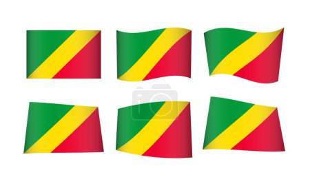 Ilustración de Ilustración vectorial, conjunto de banderas de república del congo - Imagen libre de derechos