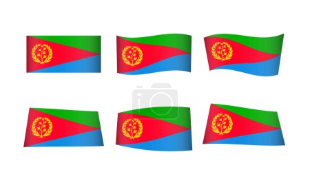 Téléchargez les illustrations : Illustration vectorielle, ensemble de drapeaux de l'Érythrée - en licence libre de droit