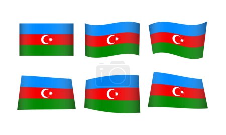 Téléchargez les illustrations : Illustration vectorielle, jeu de drapeaux de Azerbaïdjan - en licence libre de droit