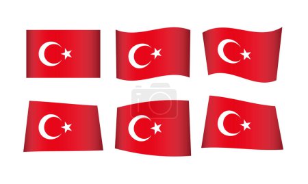 Téléchargez les illustrations : Illustration vectorielle, ensemble de drapeaux de Turquie - en licence libre de droit