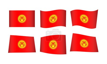 Téléchargez les illustrations : Illustration vectorielle, ensemble de drapeaux du Kirghizistan - en licence libre de droit