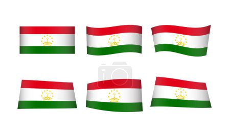 Téléchargez les illustrations : Illustration vectorielle, ensemble de drapeaux du Tadjikistan - en licence libre de droit