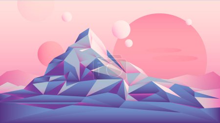 Téléchargez les illustrations : Abstract 3 d mountain landscape with snow, mountain and mountains in the distance. - en licence libre de droit