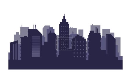 Ilustración de Silhouette of city with buildings and city landscape, vector illustration - Imagen libre de derechos