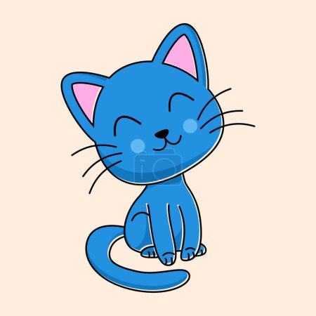 Téléchargez les illustrations : Mignon chat dessin animé vectoriel illustration conception graphique - en licence libre de droit