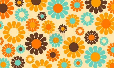 Téléchargez les illustrations : Abstrait vintage rétro motif fleur printemps été fond d'écran - en licence libre de droit