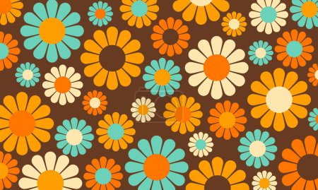 Illustration for Abstract Vintage Retro Flower Pattern Dark Wallpaper - Royalty Free Image
