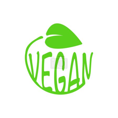 Illustration for Vegan Food Label Symbol Certified Stamp Leaf - Royalty Free Image