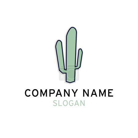 Illustration for Cactus Desert Logo Design Idea Vector Template - Royalty Free Image