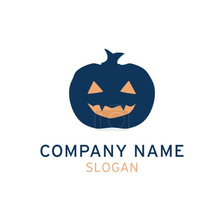 Illustration for Halloween Horror Pumpkin Jack O Lantern Logo Design Idea Vector Template - Royalty Free Image
