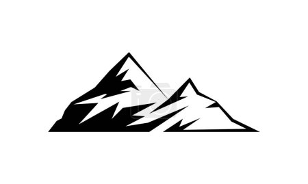 Illustration for Simple Mountain Outlined Vector Icon 5 - Mountains Silhouette Logo Black and White - Royalty Free Image