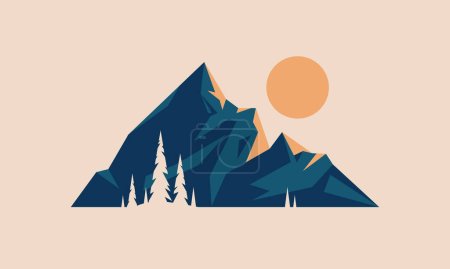 Illustration for Mountain icon in the flat style vector illustration - Royalty Free Image