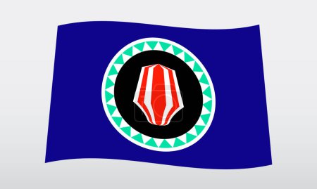 Téléchargez les illustrations : Région autonome de Bougainville Drapeau Ondulé Vecteur Icône État Symbole Bannière Indépendance - en licence libre de droit