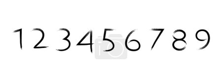 Illustration for Gritty Hand Drawn Vector Numbers Digits Permanent Marker Paint Brush - Royalty Free Image