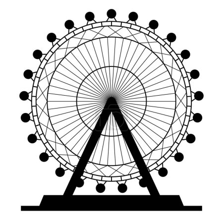Téléchargez les illustrations : Grande roue vectorielle icône silhouette fond transparent - en licence libre de droit