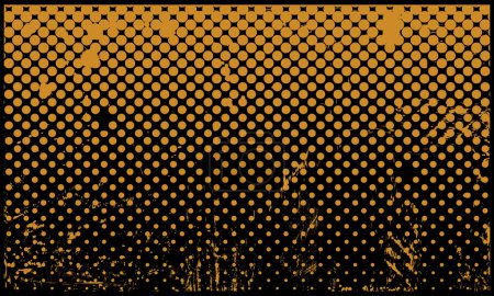 Abstract Scalable Vector Banner Yellow Dotted Halftone Retro Paper Spilled Ink Print Rough Distressed Newspaper Texture