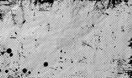 Rough Vector Newspaper Dotted Halftone Texture Retro Print Spilled Ink Stain Splatter Overlay with Transparent Background Frame