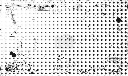 Rough Grunge Gritty Vector Halftone Pattern Dots mit transparentem Hintergrund Distressed Spilled Ink Overlay Design