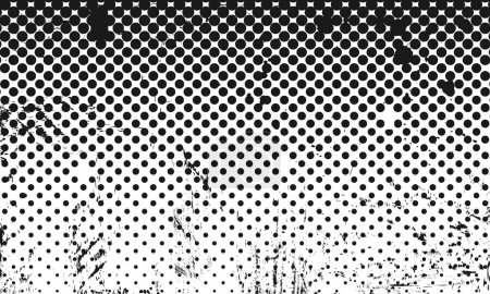 Rough Grunge Gritty Vector Puntos de patrón de medio tono con fondo transparente angustiado derramado diseño de superposición de tinta