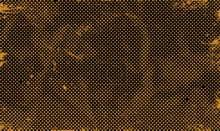 Abstract Scalable Vector Banner Yellow Dotted Halftone Retro Paper Spilled Ink Print Rough Distressed Newspaper Texture
